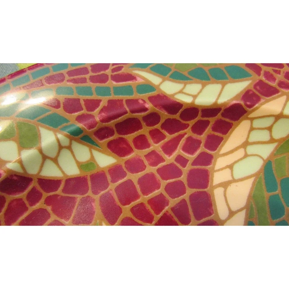 Pier 1 Mosaic Fruit red green pear leaves Salad luncheon 2 plates set lot 8 1/4